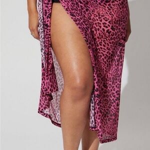 Torrid Pink Leopard Mesh Sarong Cover Up OS Plus Size Swim Wrap